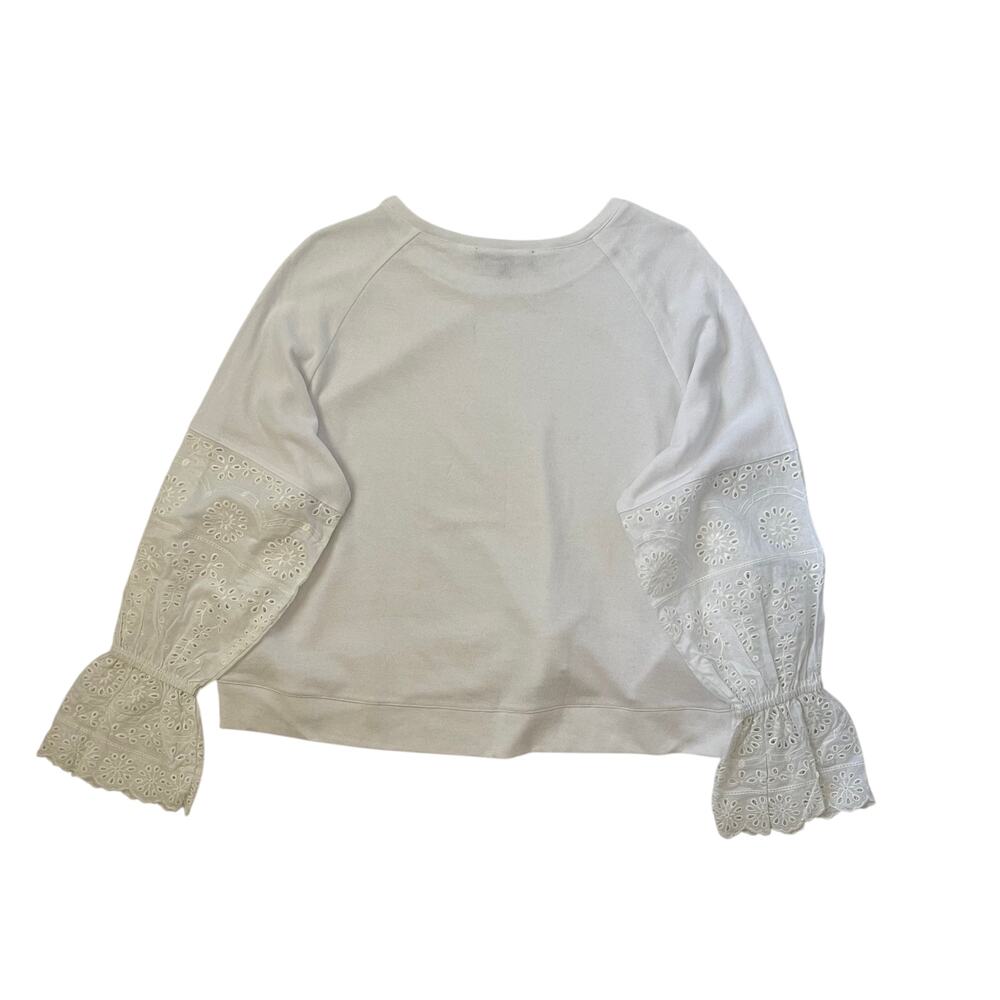 Generation Love White Eyelet Lace Sleeve Lightweight Sweater - Size M - Picture 2 of 6